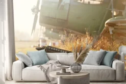 Naklejka: Model dziecko samolot zaparkowany z samolotów retro