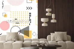 Naklejka: Modny bezszwowy, memphis styl z geometrycznym wzorem, wektorowa