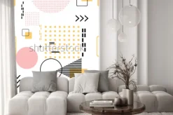 Naklejka: Modny bezszwowy, memphis styl z geometrycznym wzorem, wektorowa