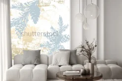 Naklejka: Modny elegancki pastelowe kolorowe tło z kształtami złotej folii