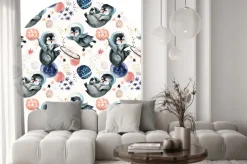 Naklejka: Młody ptak obserwator planet