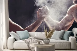 Naklejka: Młody sportowiec ćwiczący trening crossfit