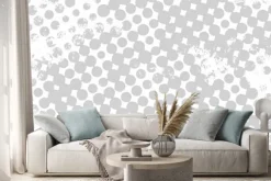 Naklejka: Monochromatyczne tło grunge punktów półtonów