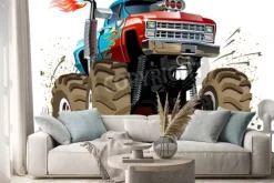 Naklejka: Monster truck w stylu kreskówkowym