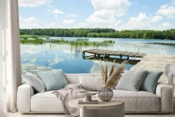 Naklejka: Most nad jeziorem w słoneczny dzień