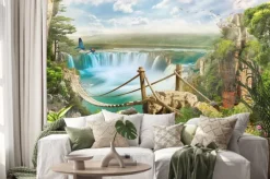 Naklejka: Most nad wodospadem