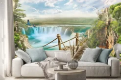 Naklejka: Most nad wodospadem