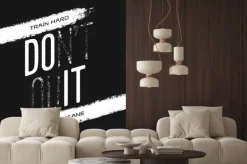 Naklejka: Motivational print with quote. train hard. do not quit. vector