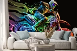 Naklejka: Motocykl motocross z neonowym podświetleniem