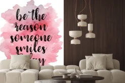 Naklejka: Motto na akwarelowym różowym tle