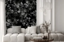 Naklejka: Motyw bluszczu na czarnym tle