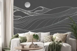 Naklejka: Mountain desert line art print. abstract mountain contemporary