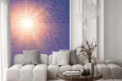 Naklejka: Mozaika ilustracji wektorowych słońca z promieniami.