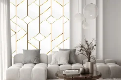 Naklejka: Mozaika złote geometryczne linie