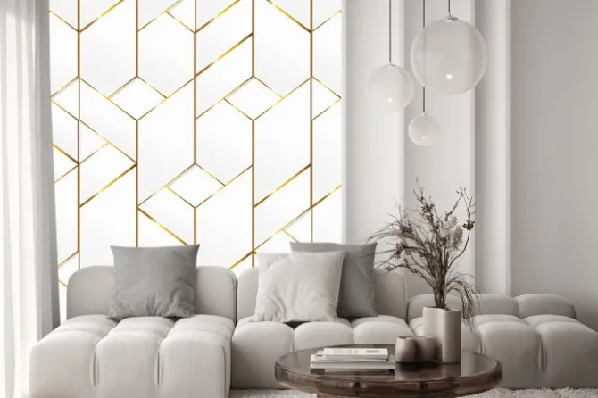 Naklejka: Mozaika złote geometryczne linie