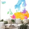 Naklejka: Multicolor watercolor centra europe map on white background,