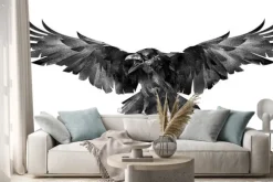 Naklejka: Namalowany kruk w locie