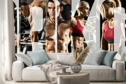 Naklejka: Napis workout z kulturystami