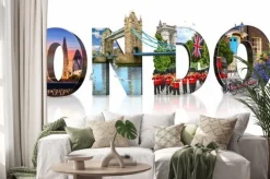 Naklejka: Napis z londyńskimi motywami