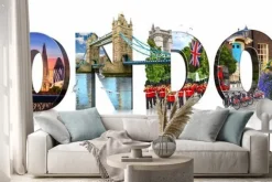 Naklejka: Napis z londyńskimi motywami