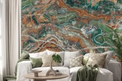 Naklejka: Natural aqua marble stone texture background, watercolor marble