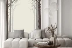 Naklejka: Naturalnego tła z sylwetki drzew i zwierząt