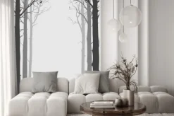 Naklejka: Naturalnego tła z zarysy drzew i zwierząt, czarny