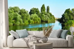 Naklejka: Nehir suları ve ağaçların yansıması