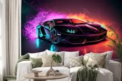 Naklejka: Neonowe sportowe auto luksusowy efekt