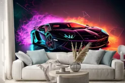 Naklejka: Neonowe sportowe auto luksusowy efekt