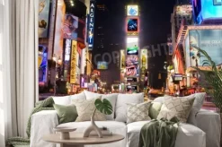 Naklejka: New york - 25 may 2007: night scene of times square in manhattan