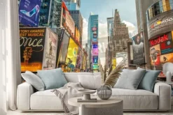 Naklejka: New york city - 12 czerwca 2013: nocny widok świateł times square.