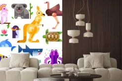 Naklejka: Nice flat australian animals: kakadu, kangaroo, parrot, koala,