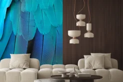 Naklejka: Niebieska i złota ara piór