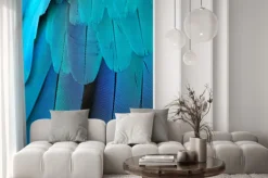 Naklejka: Niebieska i złota ara piór