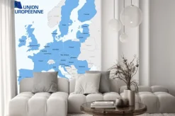 Naklejka: Niebieska mapa państw unii europejskiej