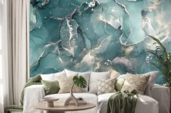 Naklejka: Niebieski marmur ze srebrzeniem