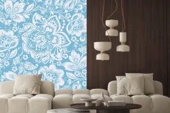 Naklejka: Niebieski ozdobne kwiaty bez szwu deseń