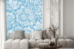 Naklejka: Niebieski ozdobne kwiaty bez szwu deseń