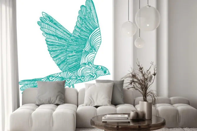 Naklejka: Niebieski ptak abstrakcyjny