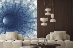 Naklejka: Niebieski tunelu z segmentów technologicznych wyciskanych