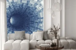 Naklejka: Niebieski tunelu z segmentów technologicznych wyciskanych