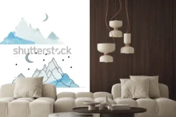 Naklejka: Niebieskie góry malowane akwarelą