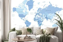 Naklejka: Niebieskie kraje na mapie świata