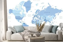 Naklejka: Niebieskie kraje na mapie świata