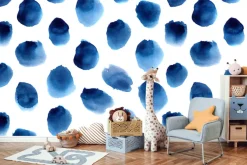 Naklejka: Niebieskie kropki na białym tle w stylu akwareli