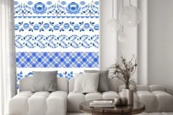 Naklejka: Niebieskie kwiaty kwiatowy ornament piękna porcelana rosyjski