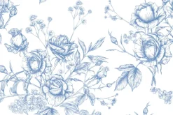 Naklejka: Niebieskie kwiaty w stylu szkicu na białym tle