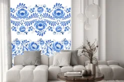 Naklejka: Niebieskie ludowe malowane kwiaty