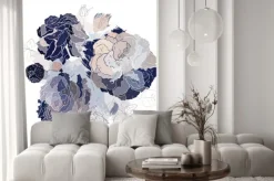 Naklejka: Niebieskie piwonie w bukiecie